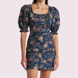 Betsey Johnson Power Sleeve Corset Printed Denim Dress Plus Size XXL (2X)